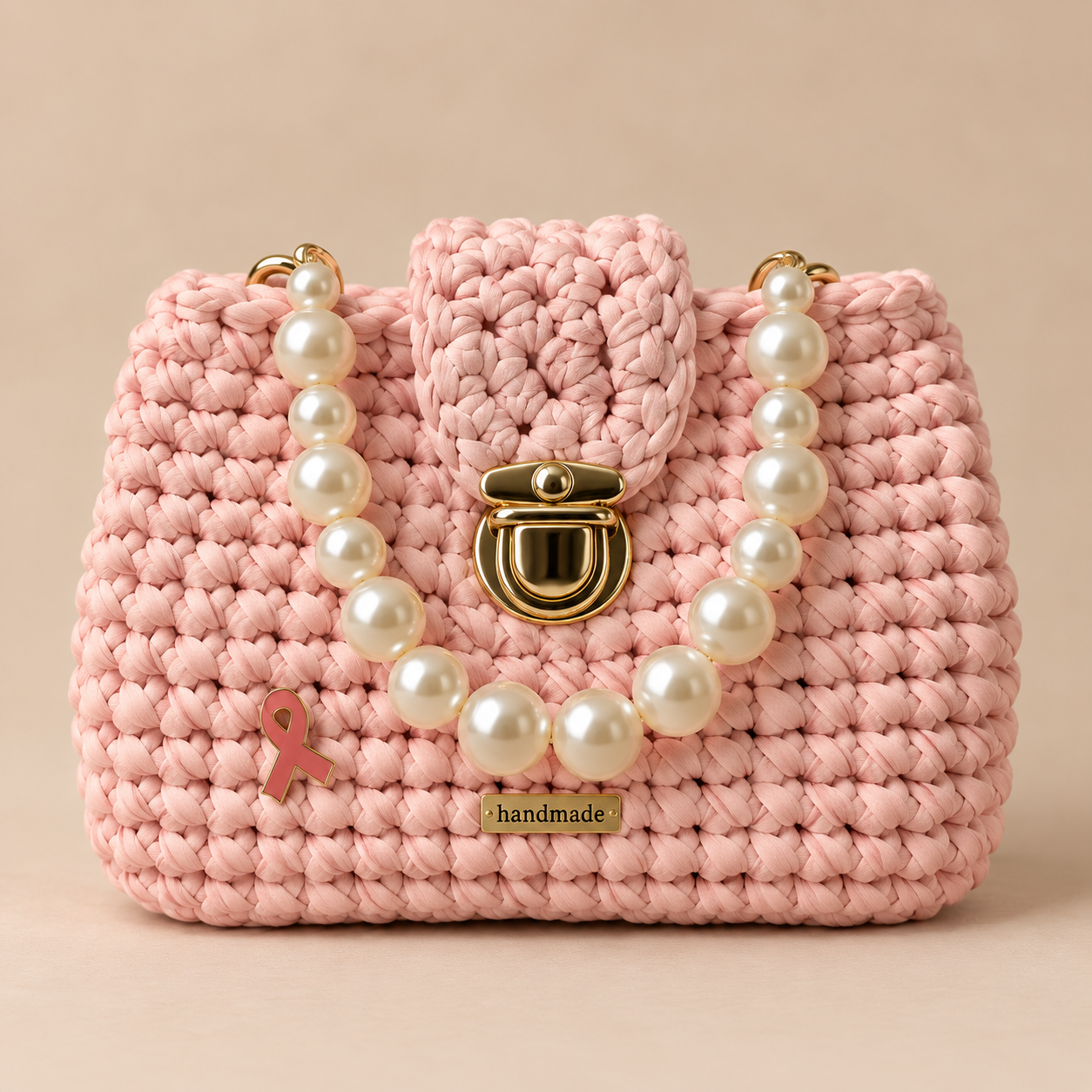 Jasmine purse in light pink with pearl handle and gold-tone clasp