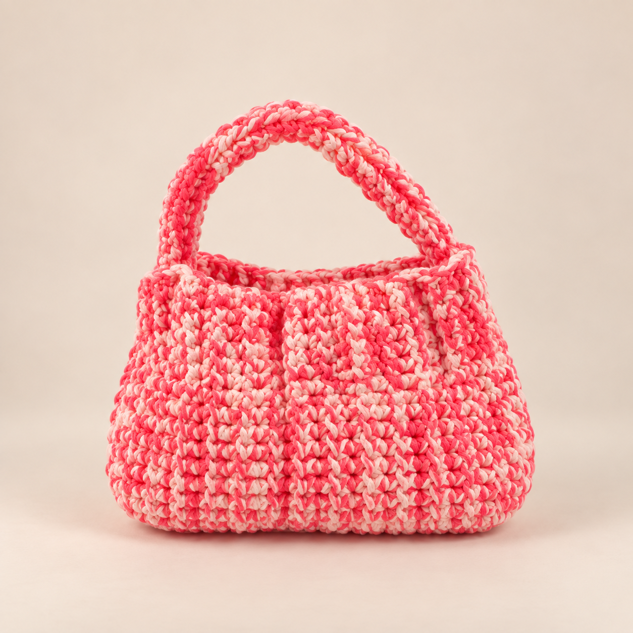 Lyric pink-and-white crochet purse