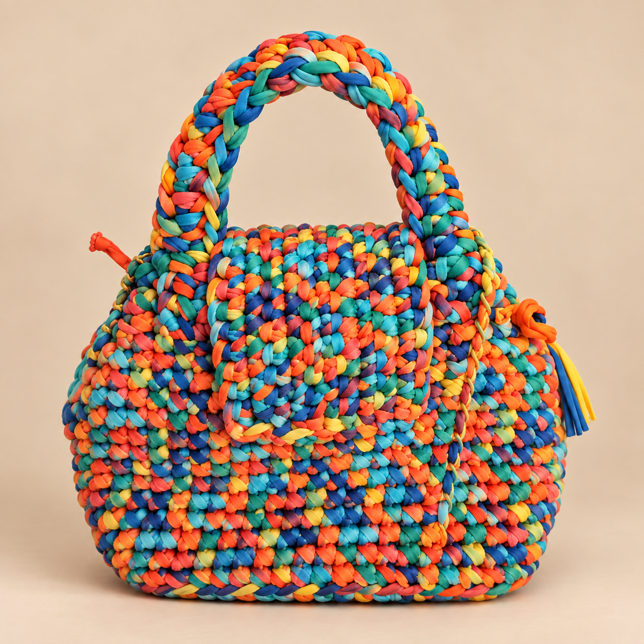 Stacy multicolor crochet braided-handle bag