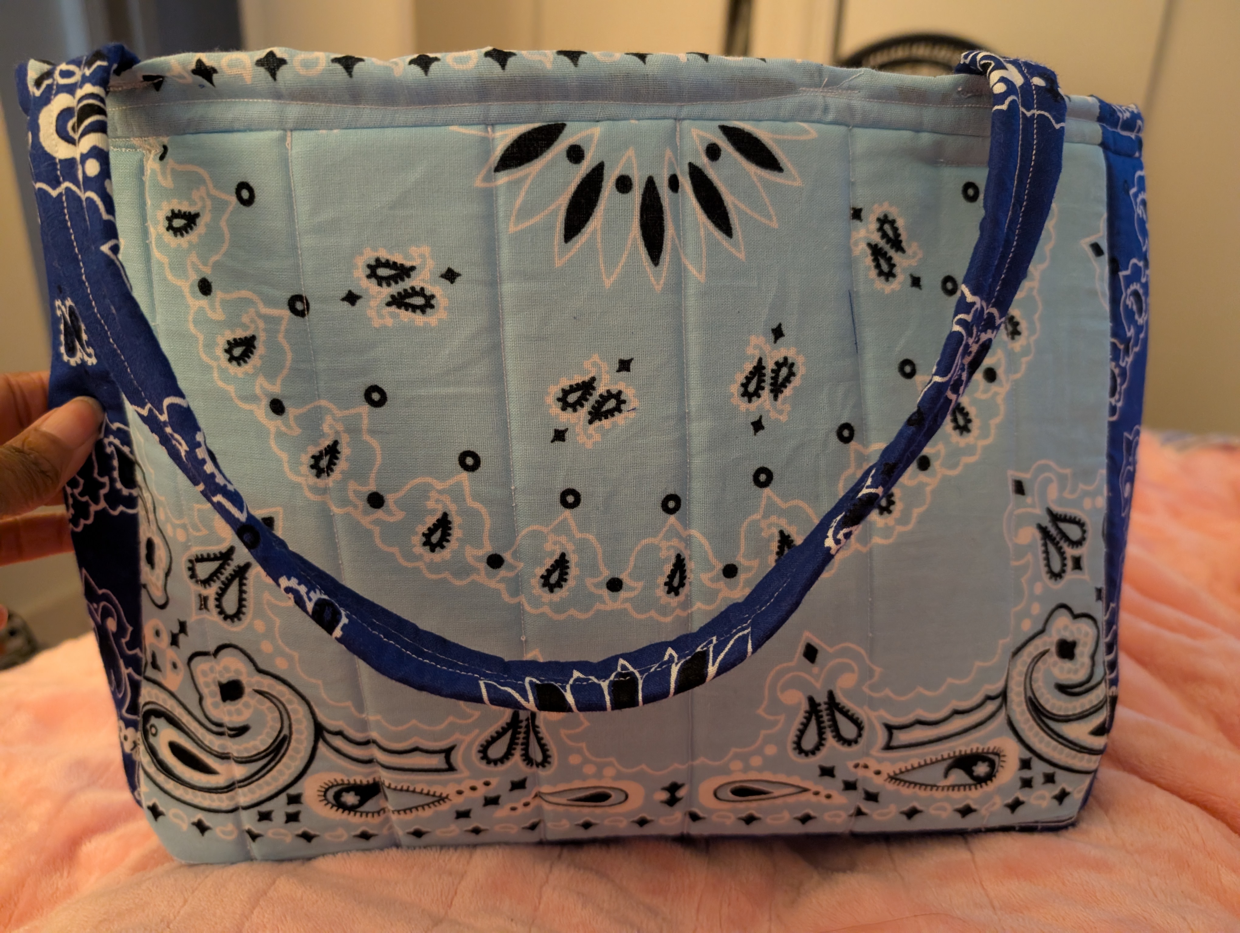 Skye blue bandana tote, original photo