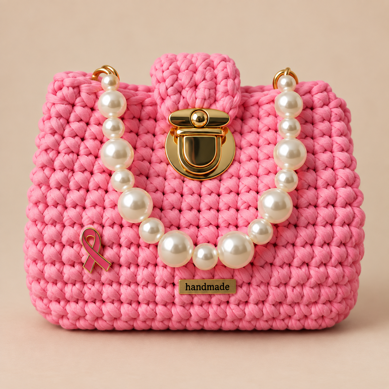 Jasmine purse in bright pink with pearl handle and gold-tone clasp