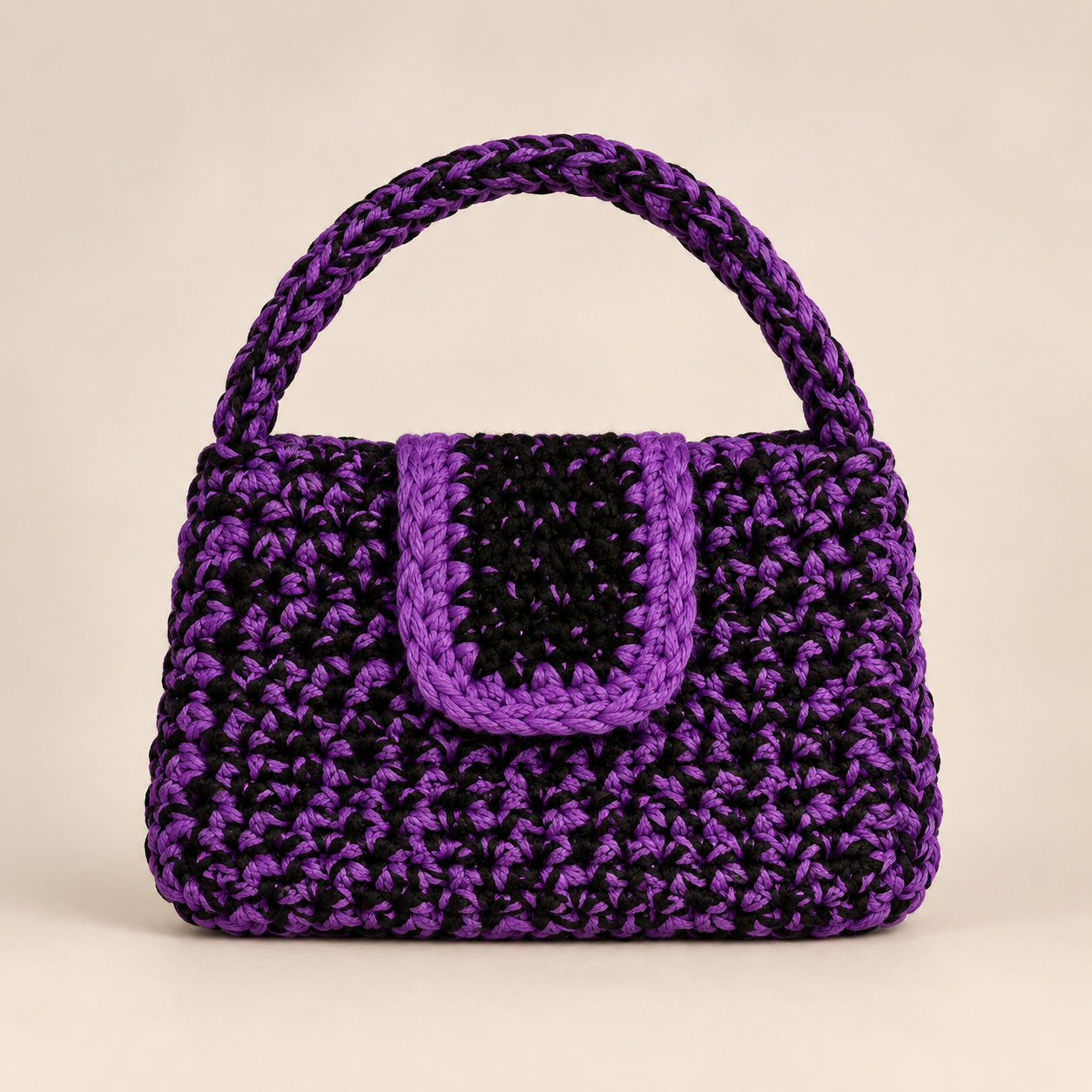 Payton purple-and-black crochet purse