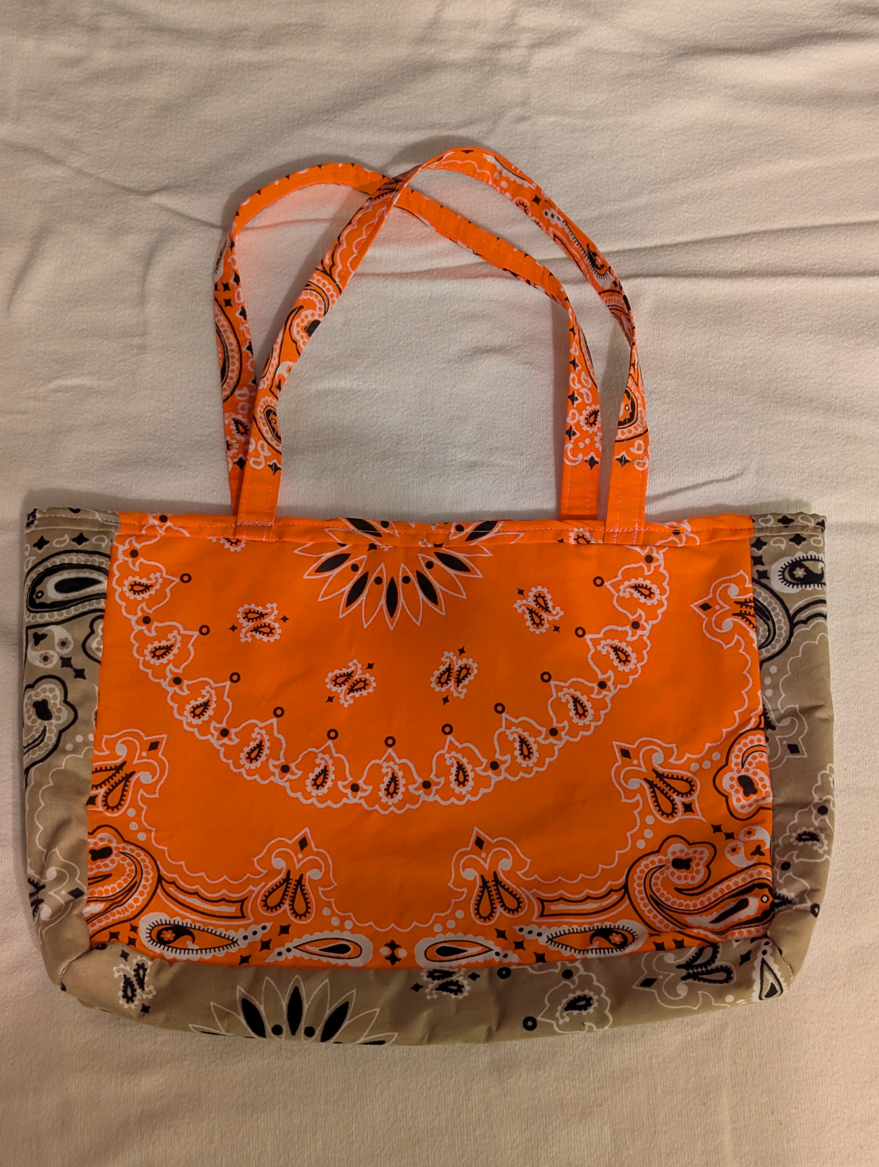 Sienna orange bandana tote, original photo